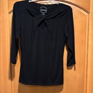 INC International Concepts Black Twist-Front Blouse With Cut Outs